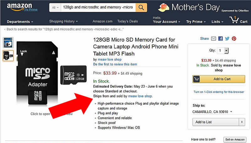 Amazon fake item listing