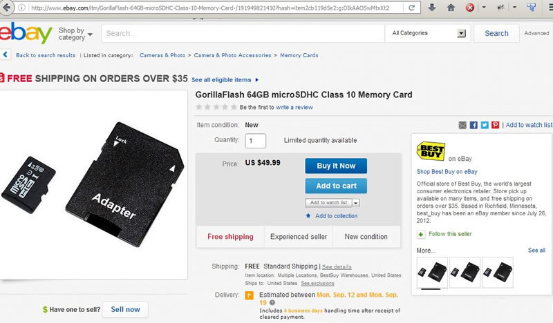 fake Best Buy microSDHC