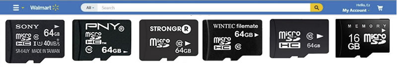 image-fake Walmart microSD cards