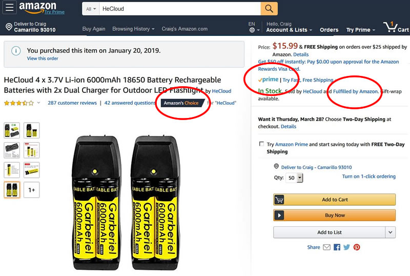 Amazon Prime Fraudulent Batteries